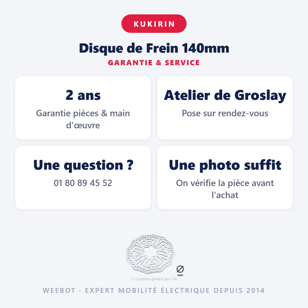 Disque de Frein 140mm pour Trottinette Électrique Kukirin G2 Pro - Weebot