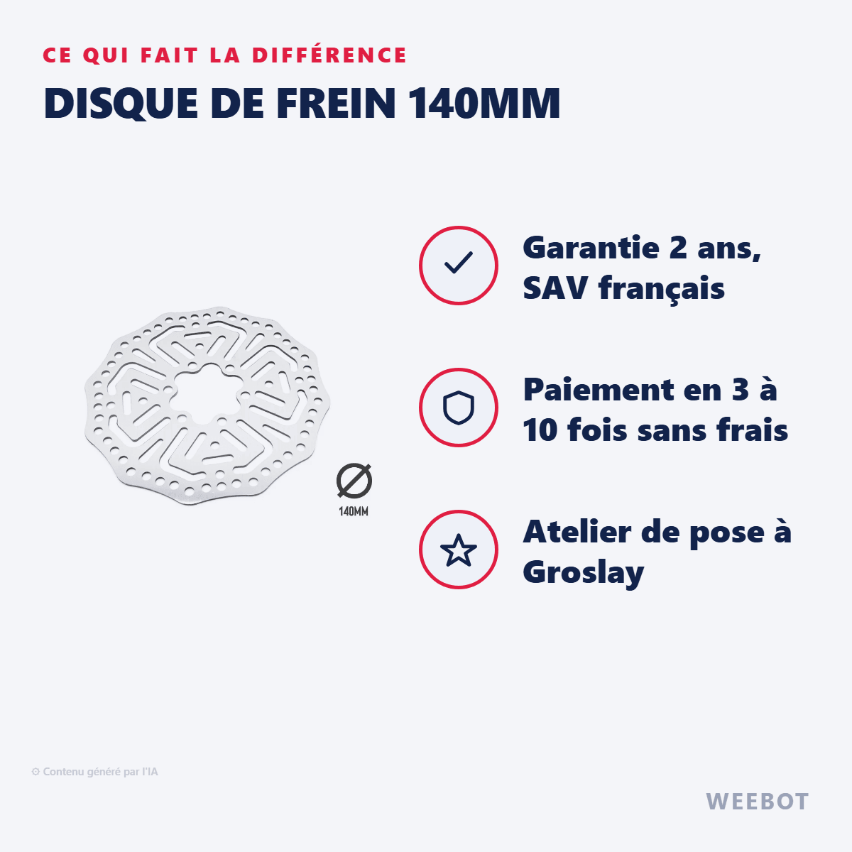 Disque de Frein 140mm pour Trottinette Électrique Kukirin G2 Pro - Weebot