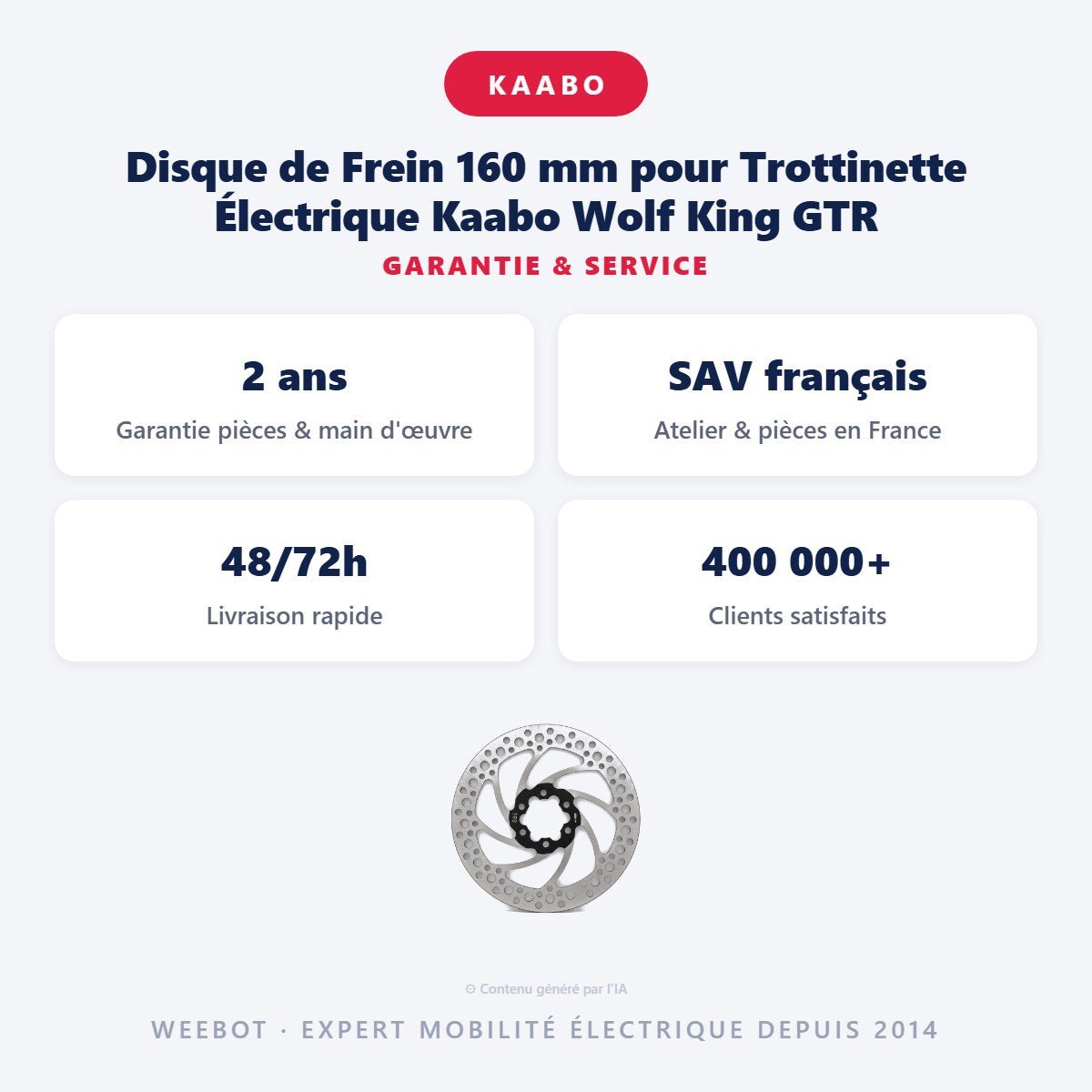 Disque de Frein 160 mm pour Trottinette Électrique Kaabo Wolf King GTR - Weebot