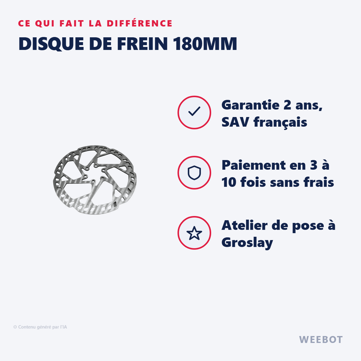 Disque de Frein 180mm pour Trottinette Electrique Teverun Fighter 7260R - Weebot