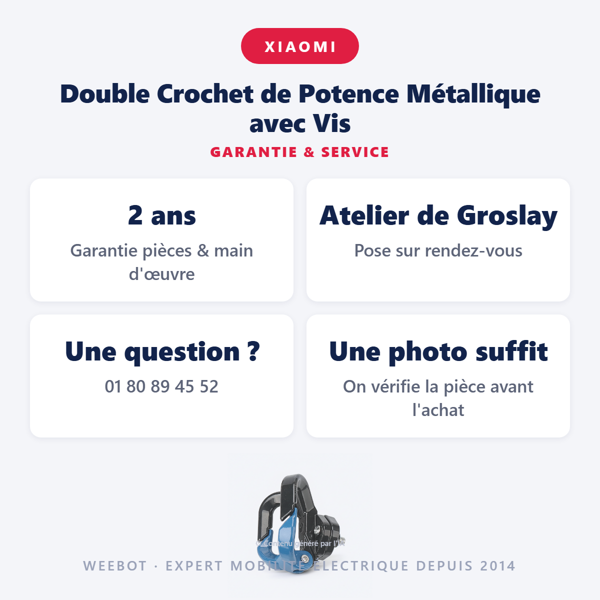 Double Crochet de Potence Métallique avec Vis : garantie 2 ans et service après-vente