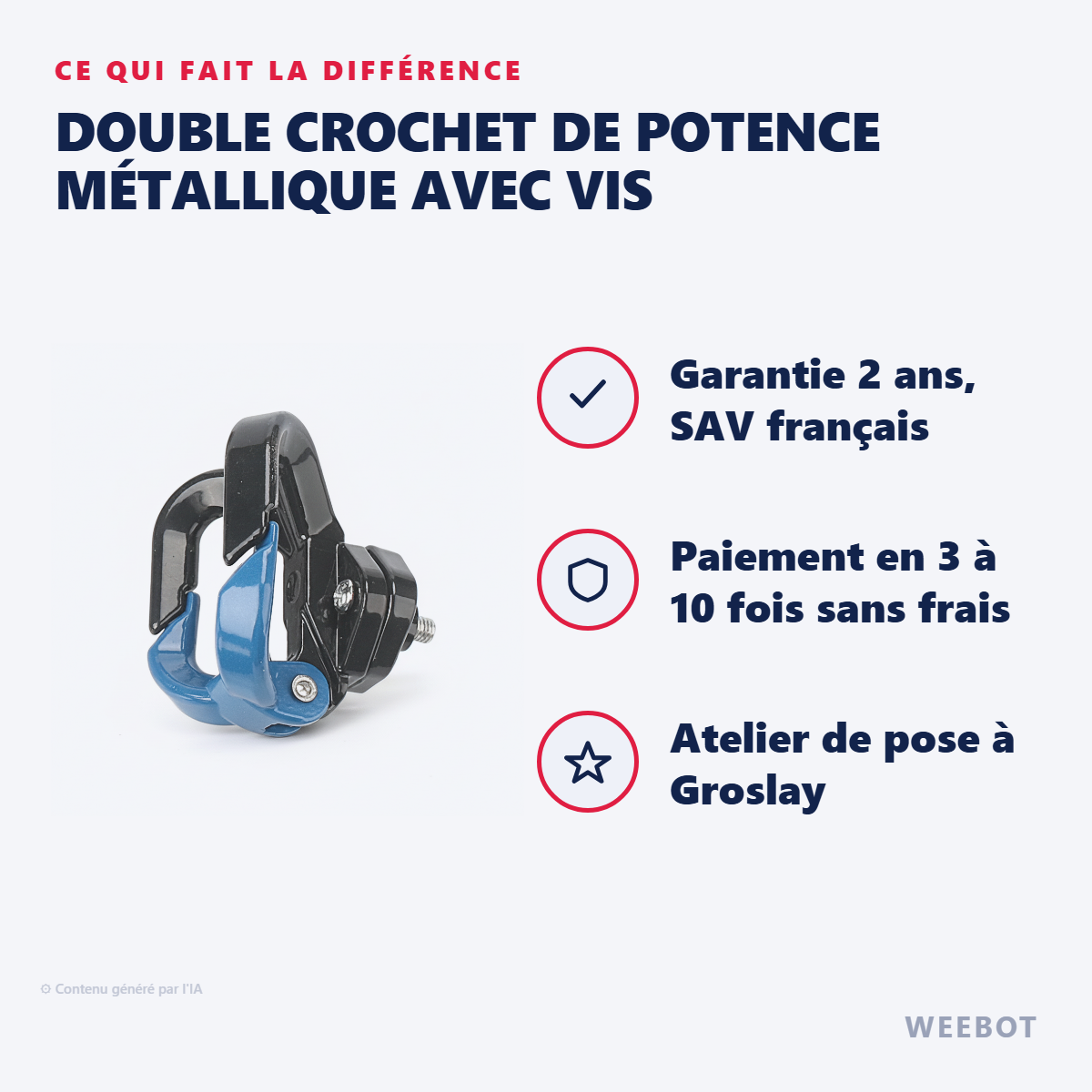 Double Crochet de Potence Métallique avec Vis : les points forts