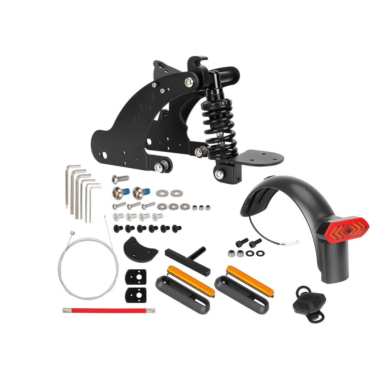 Kit de suspension arrière noire avec garde-boue, clignotants et télécommande