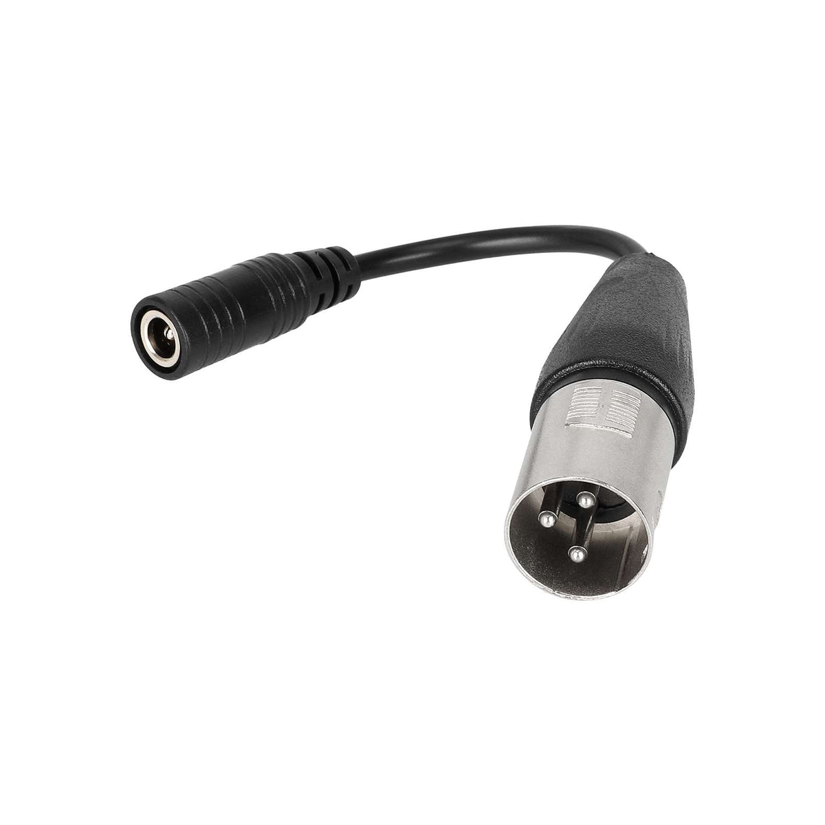Câble adaptateur de charge court noir avec prise DC2,1 femelle et connecteur XLR 3 broches mâle