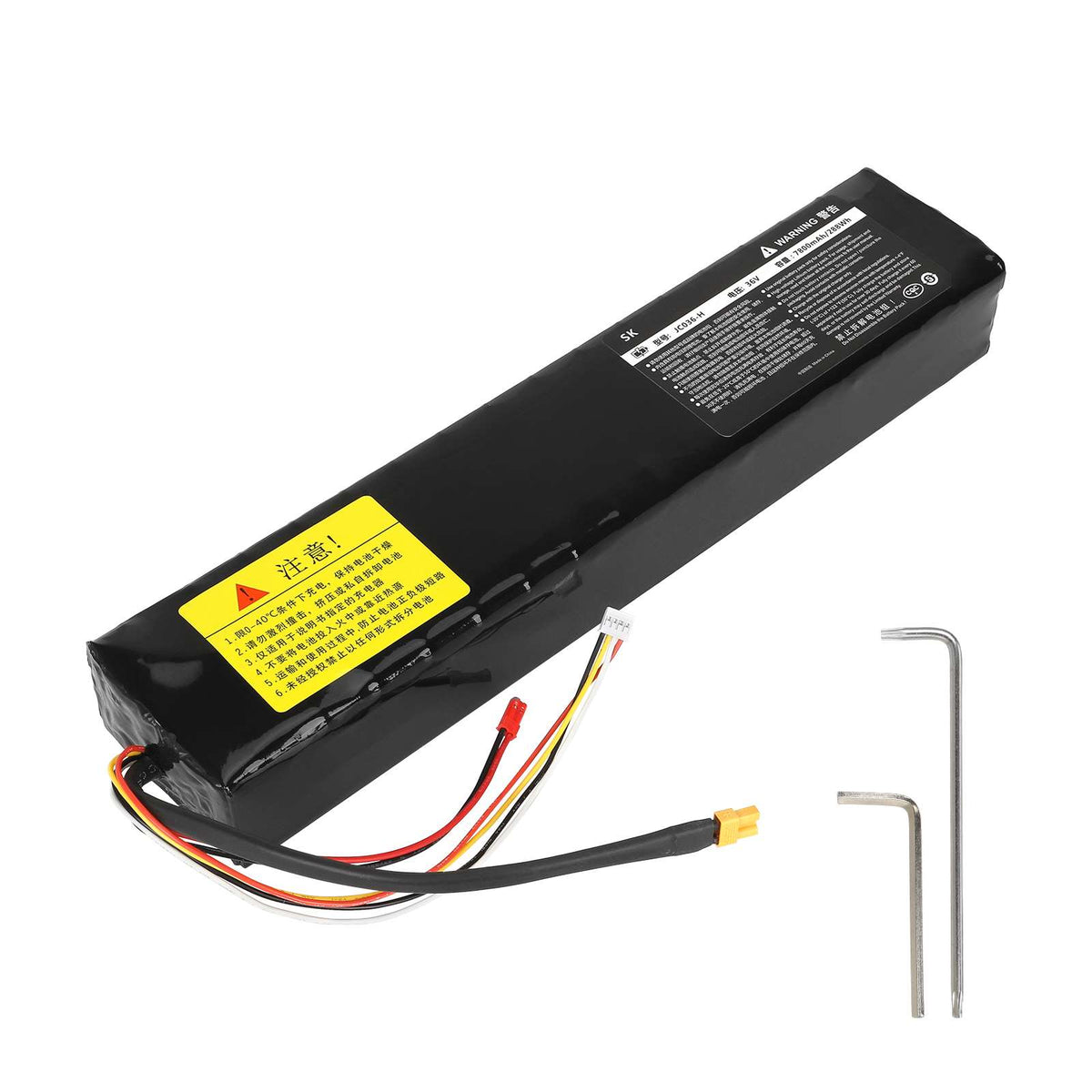 Batterie interne 36V 7,8Ah noire avec ses câbles de connexion et clés Allen