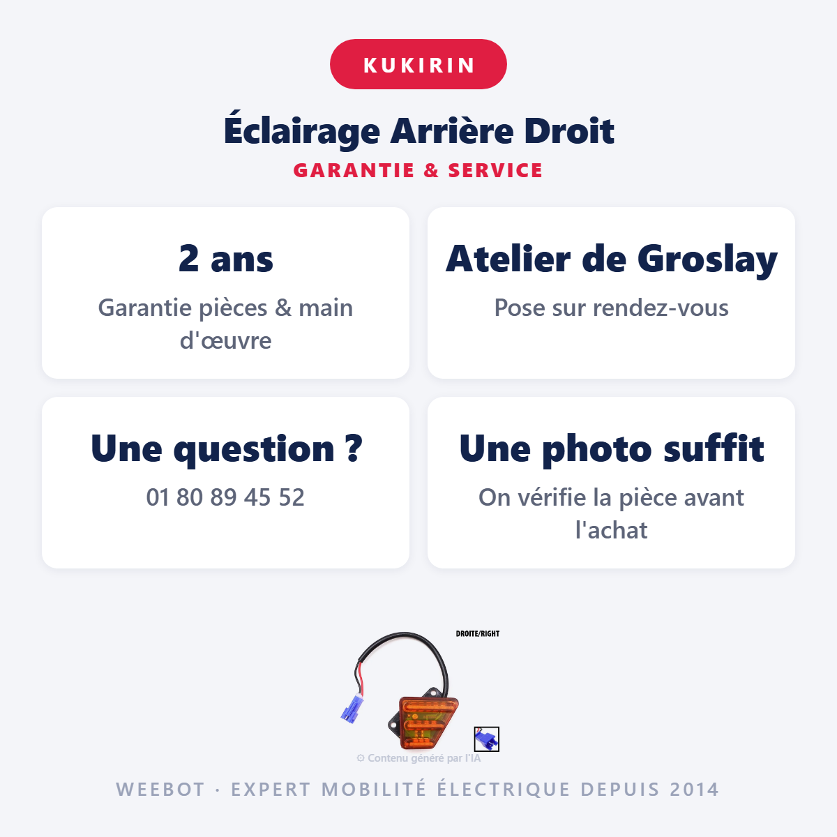 Éclairage Arrière Droit : garantie 2 ans et service après-vente