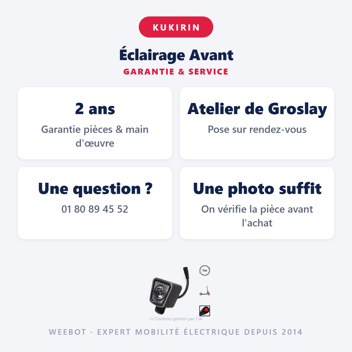 Éclairage Avant : garantie 2 ans et service après-vente