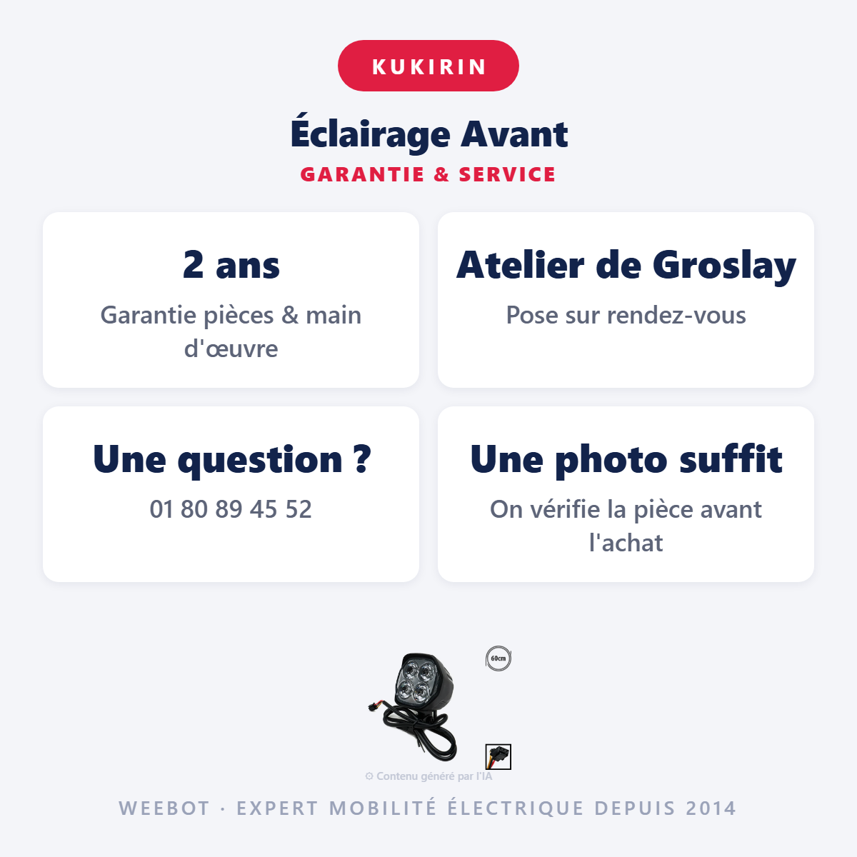 Éclairage Avant : garantie 2 ans et service après-vente