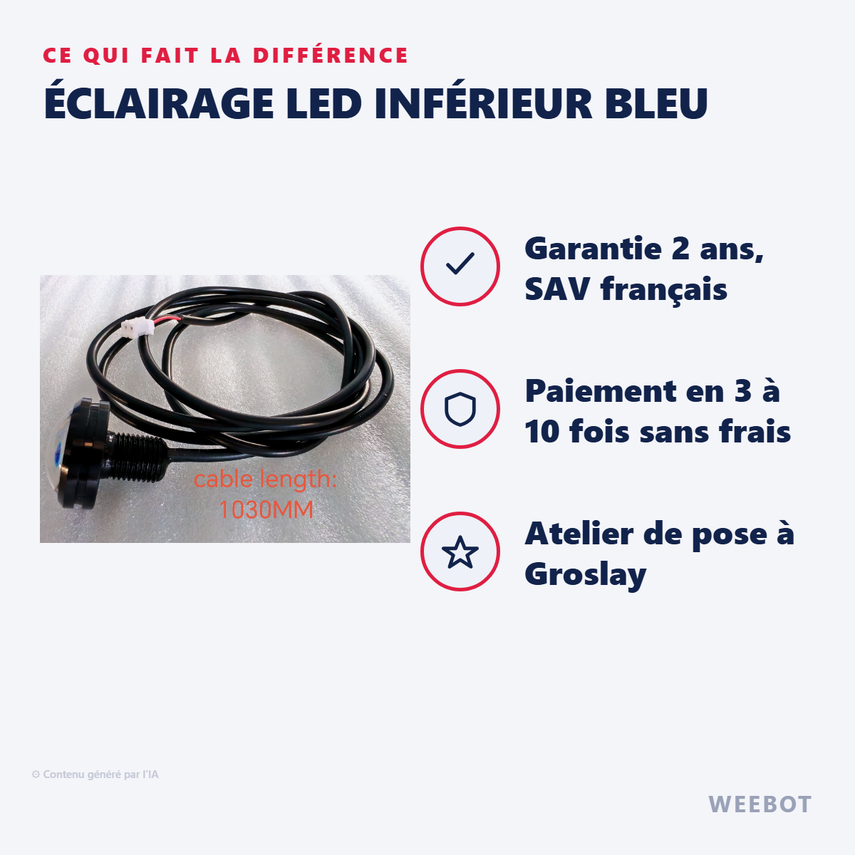 Éclairage LED Inférieur Bleu : les points forts