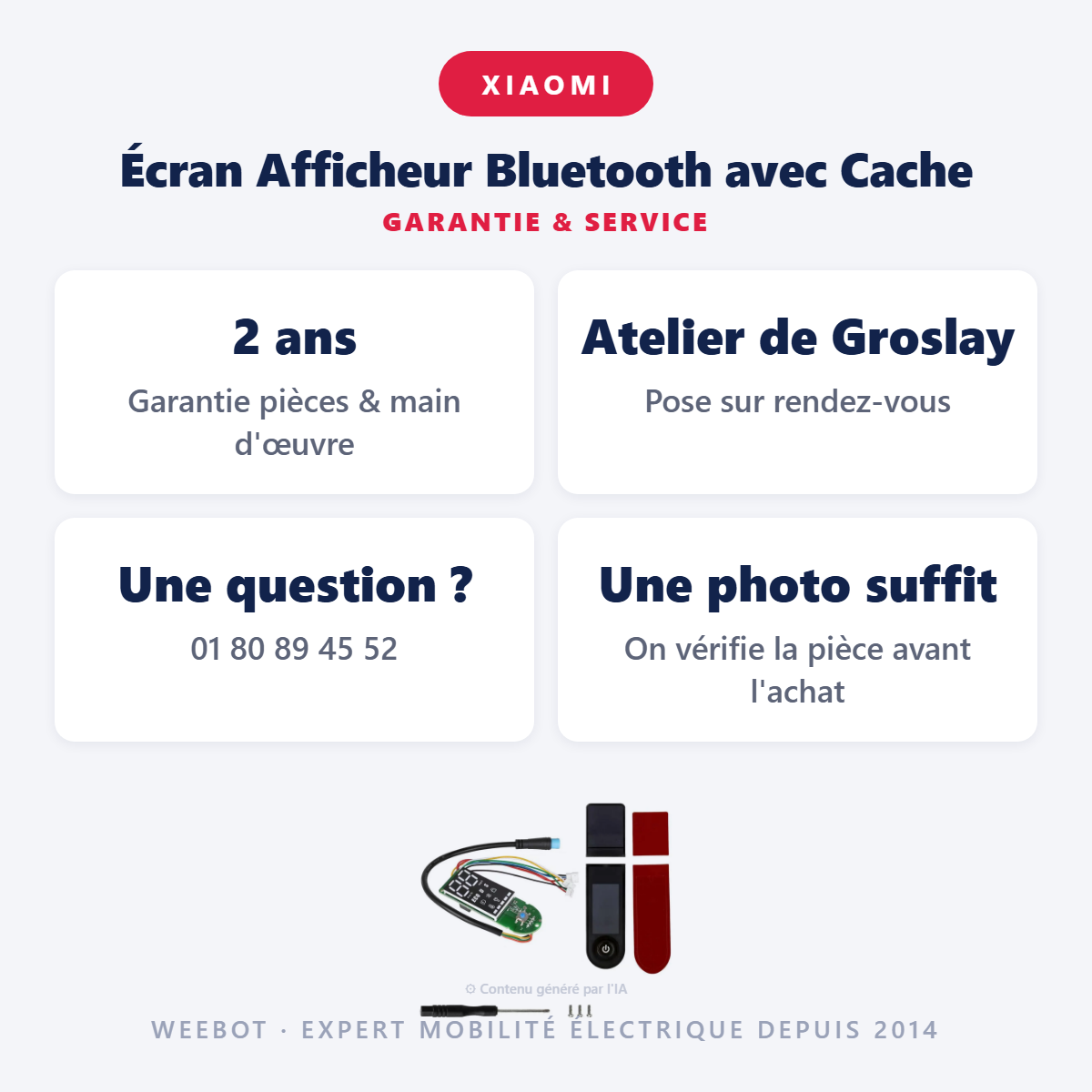 Écran Afficheur Bluetooth avec Cache : garantie 2 ans et service après-vente