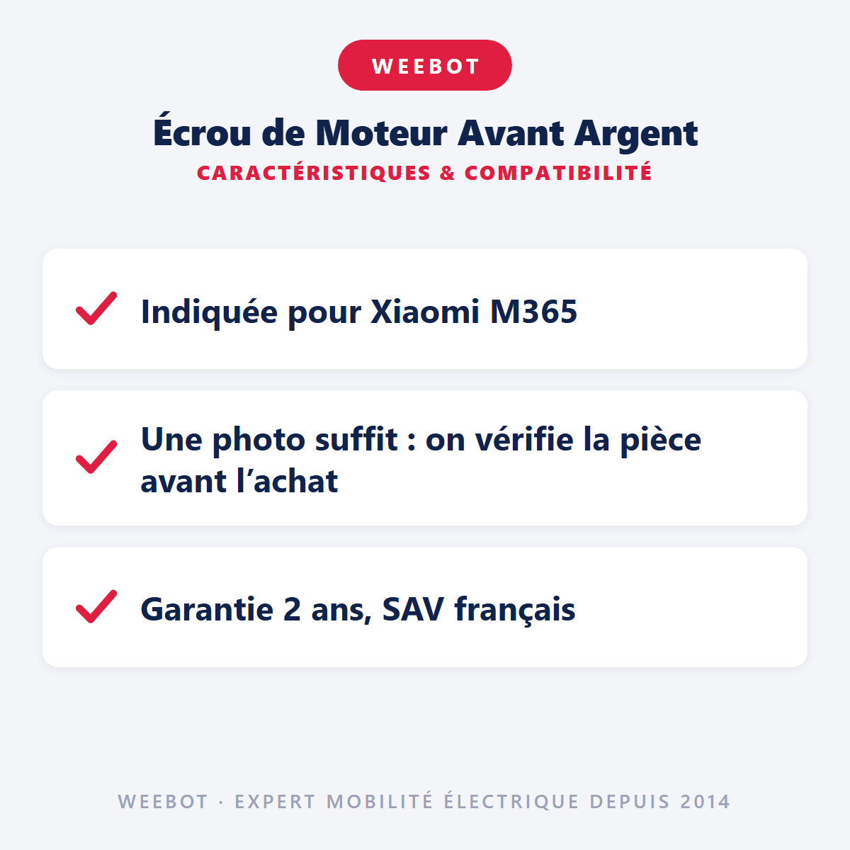 Écrou de Moteur Avant Argent : caractéristiques et compatibilité