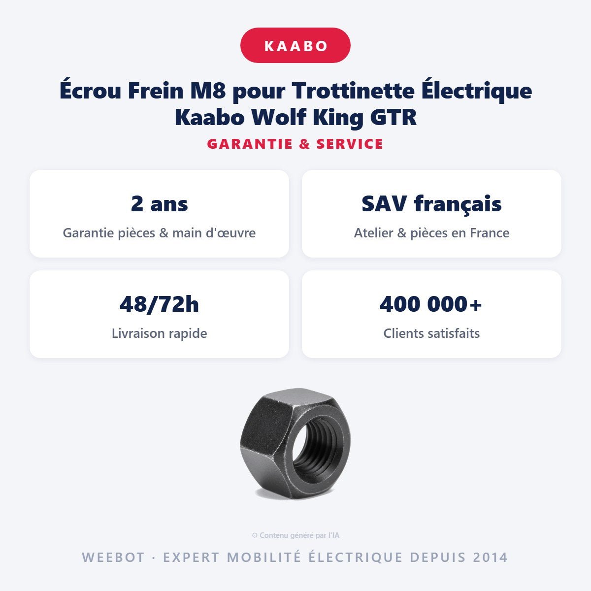 Écrou Frein M8 pour Trottinette Électrique Kaabo Wolf King GTR - Weebot