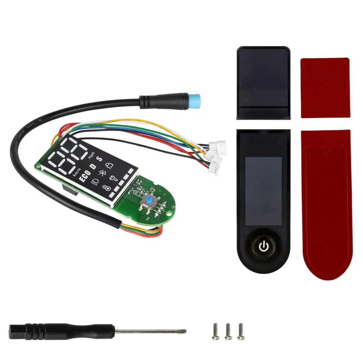 Carte d'affichage Bluetooth pour trottinette électrique avec son cache d'écran noir et un tournevis