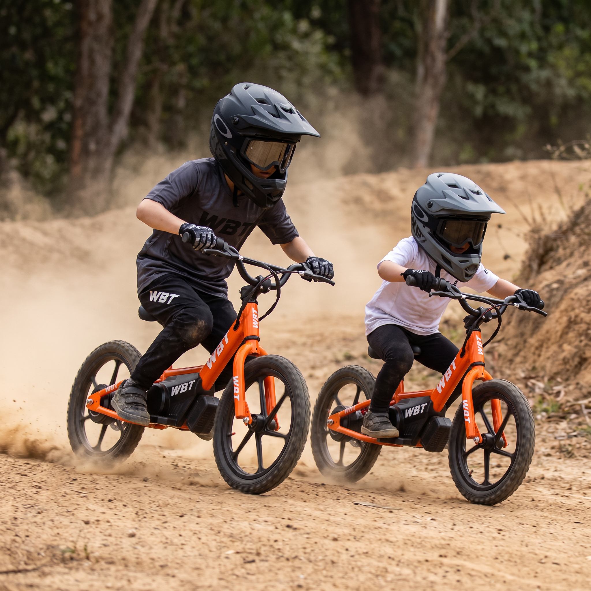 course d'enfants en draisienne électrique tout terrain WBT Enduro
