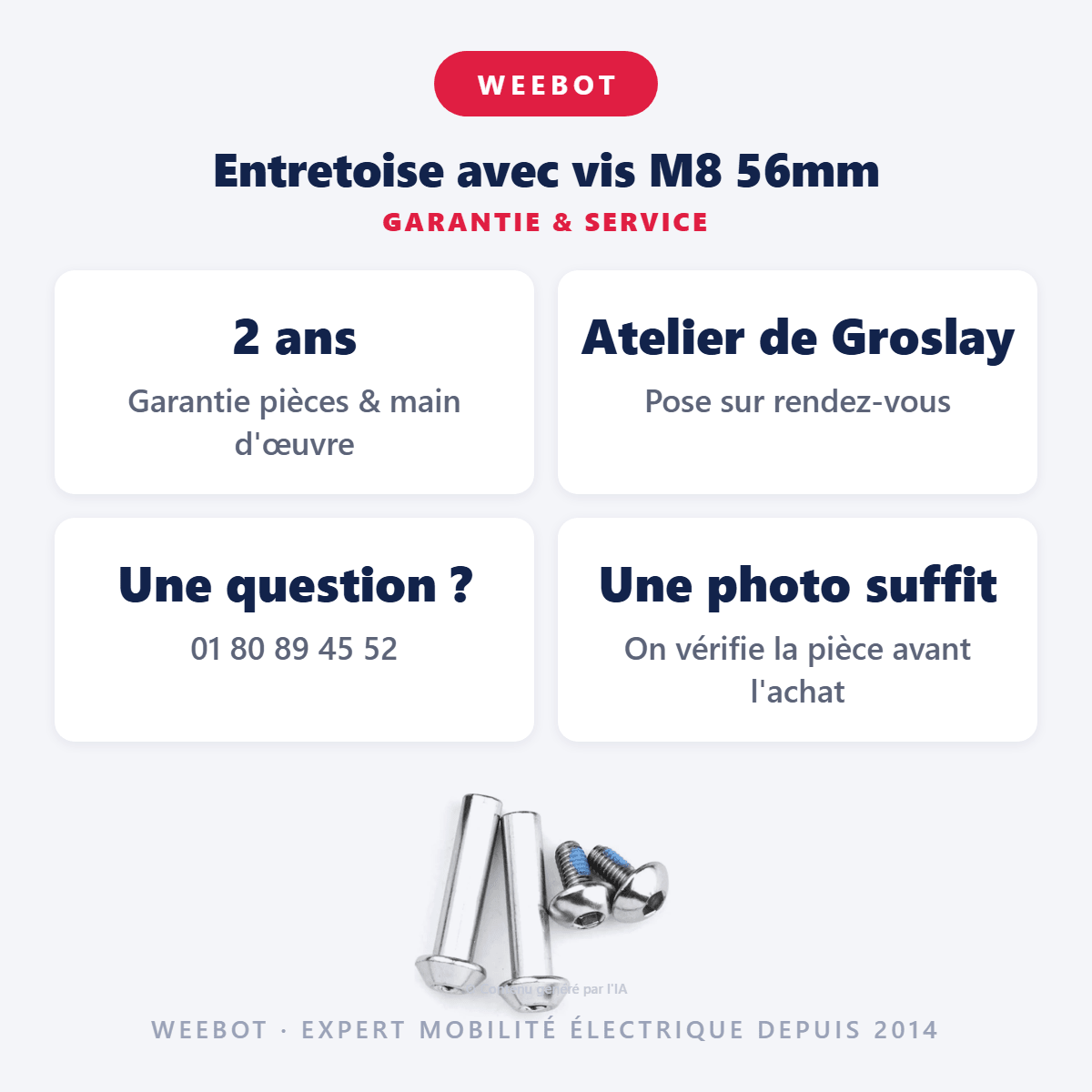 Entretoise avec vis M8 56mm - Weebot