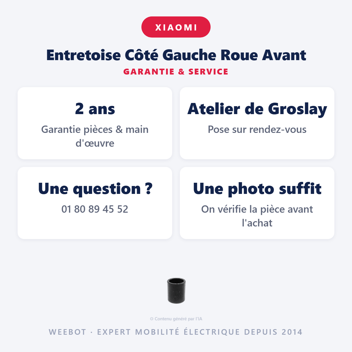 Entretoise Côté Gauche Roue Avant : garantie 2 ans et service après-vente