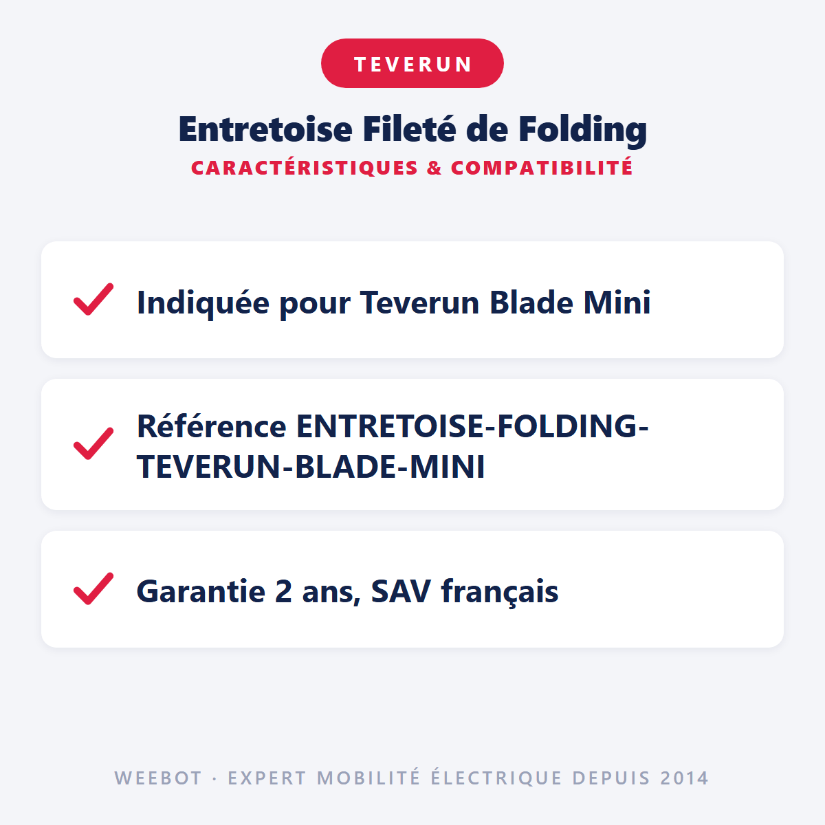 Entretoise Fileté de Folding pour Trottinette Électrique Teverun Blade Mini - Weebot