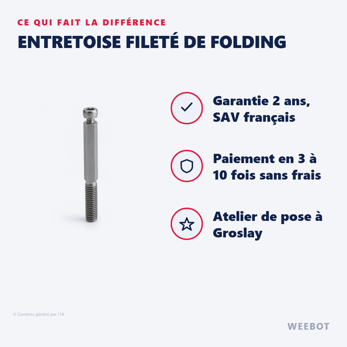 Entretoise Fileté de Folding pour Trottinette Électrique Teverun Blade Mini - Weebot