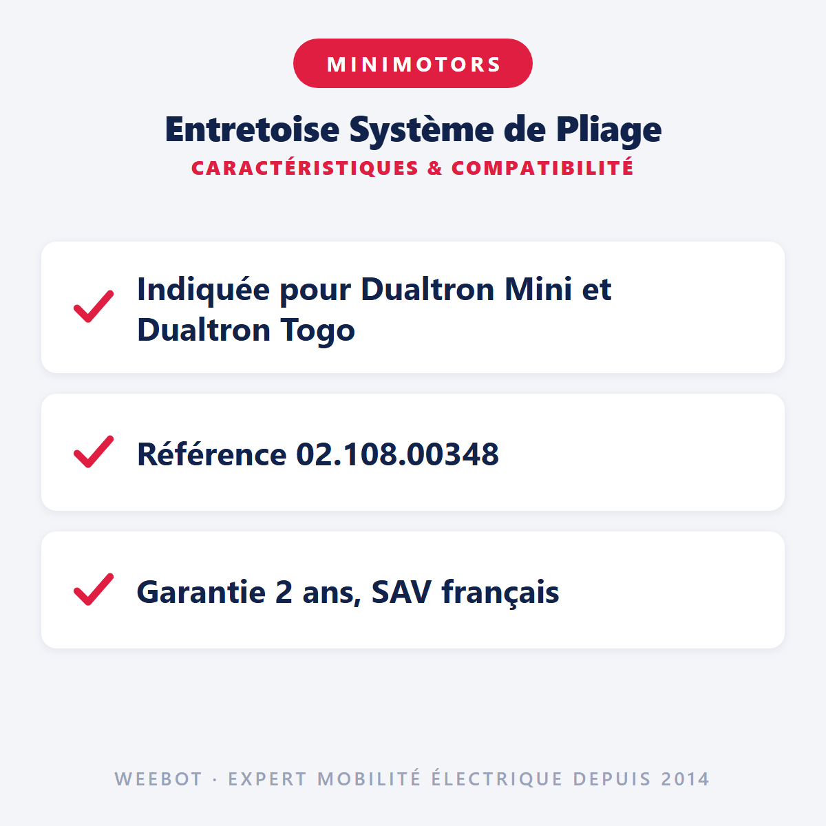 Entretoise Système de Pliage pour Trottinette Électrique Dualtron Mini / Togo 24mm - Weebot