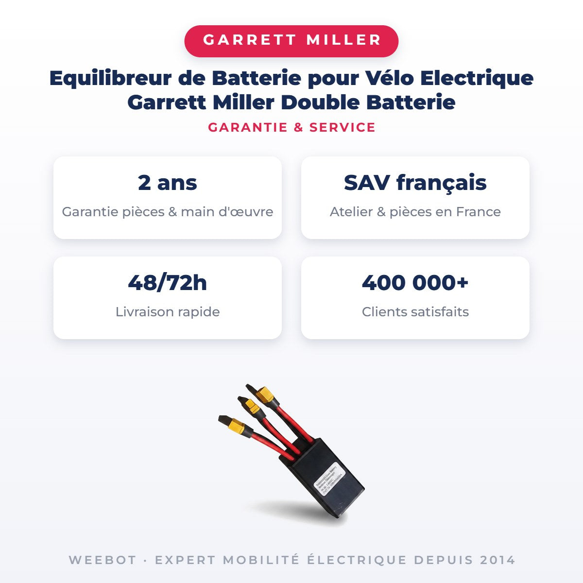 Equilibreur de Batterie pour Vélo Electrique Garrett Miller Double Batterie — garantie 2 ans pièces et main d'œuvre