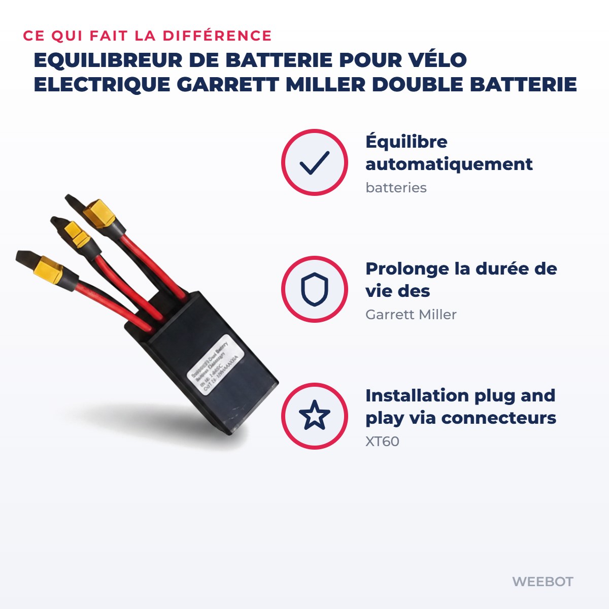Equilibreur de Batterie pour Vélo Electrique Garrett Miller Double Batterie — points forts