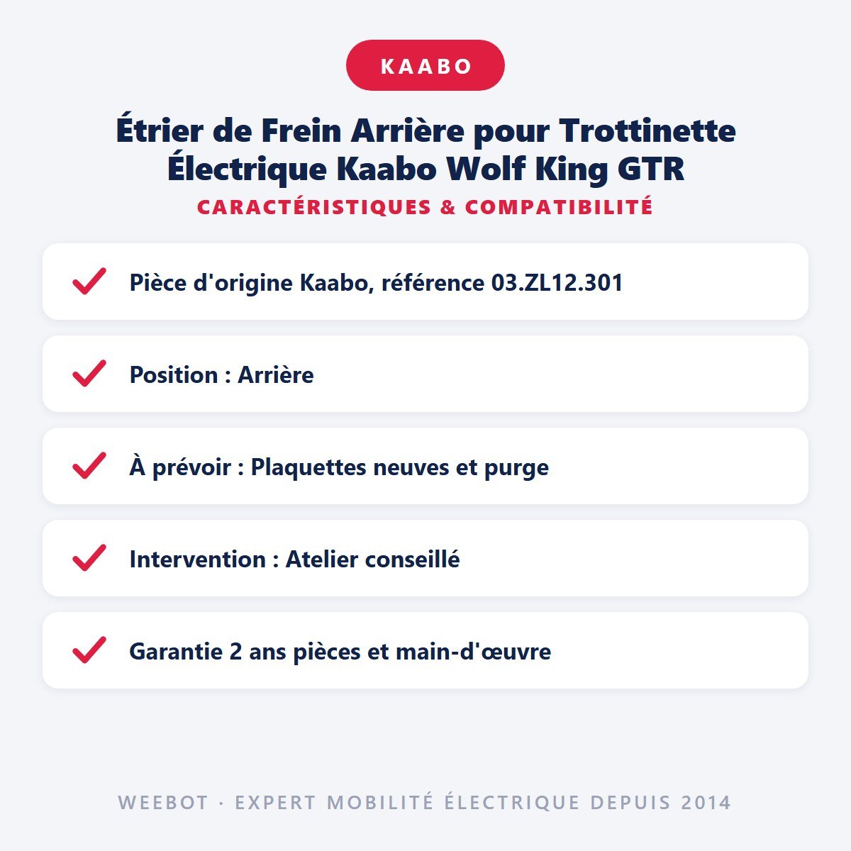 Étrier de Frein Arrière pour Trottinette Électrique Kaabo Wolf King GTR - Weebot