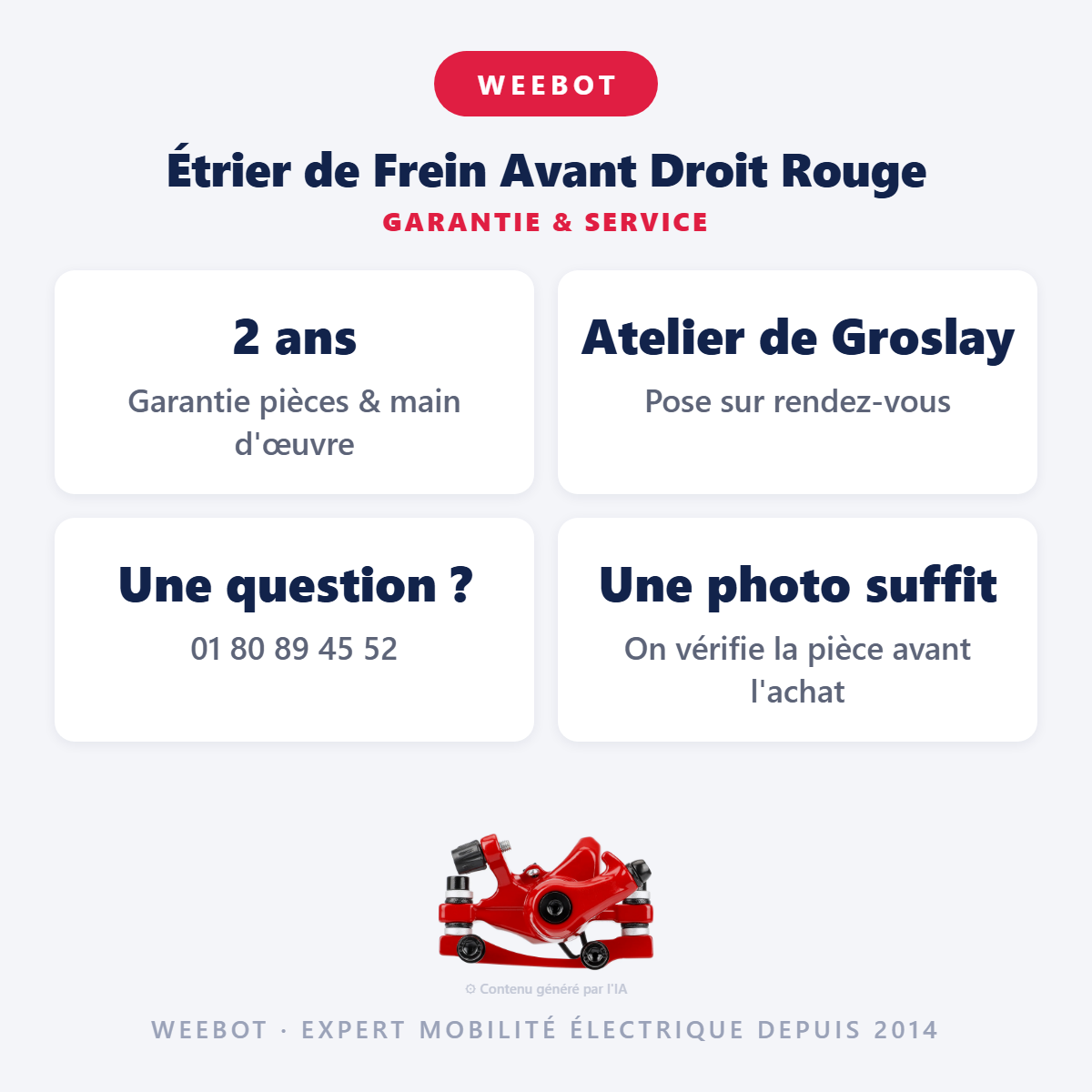 Étrier de Frein Avant Droit Rouge : garantie 2 ans et service après-vente