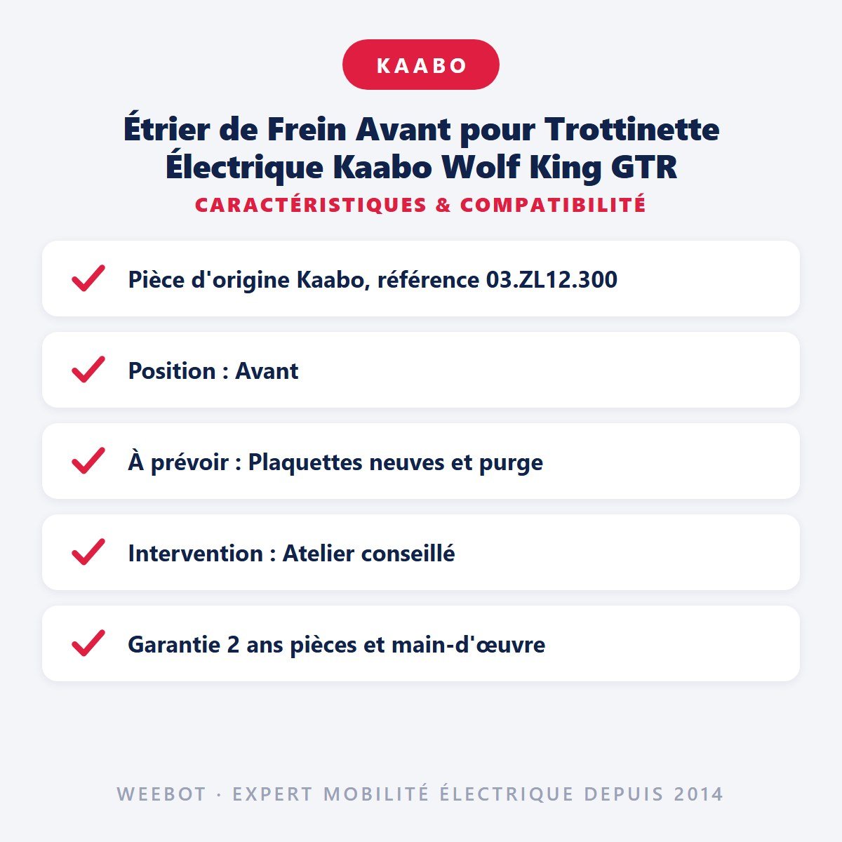 Étrier de Frein Avant pour Trottinette Électrique Kaabo Wolf King GTR - Weebot