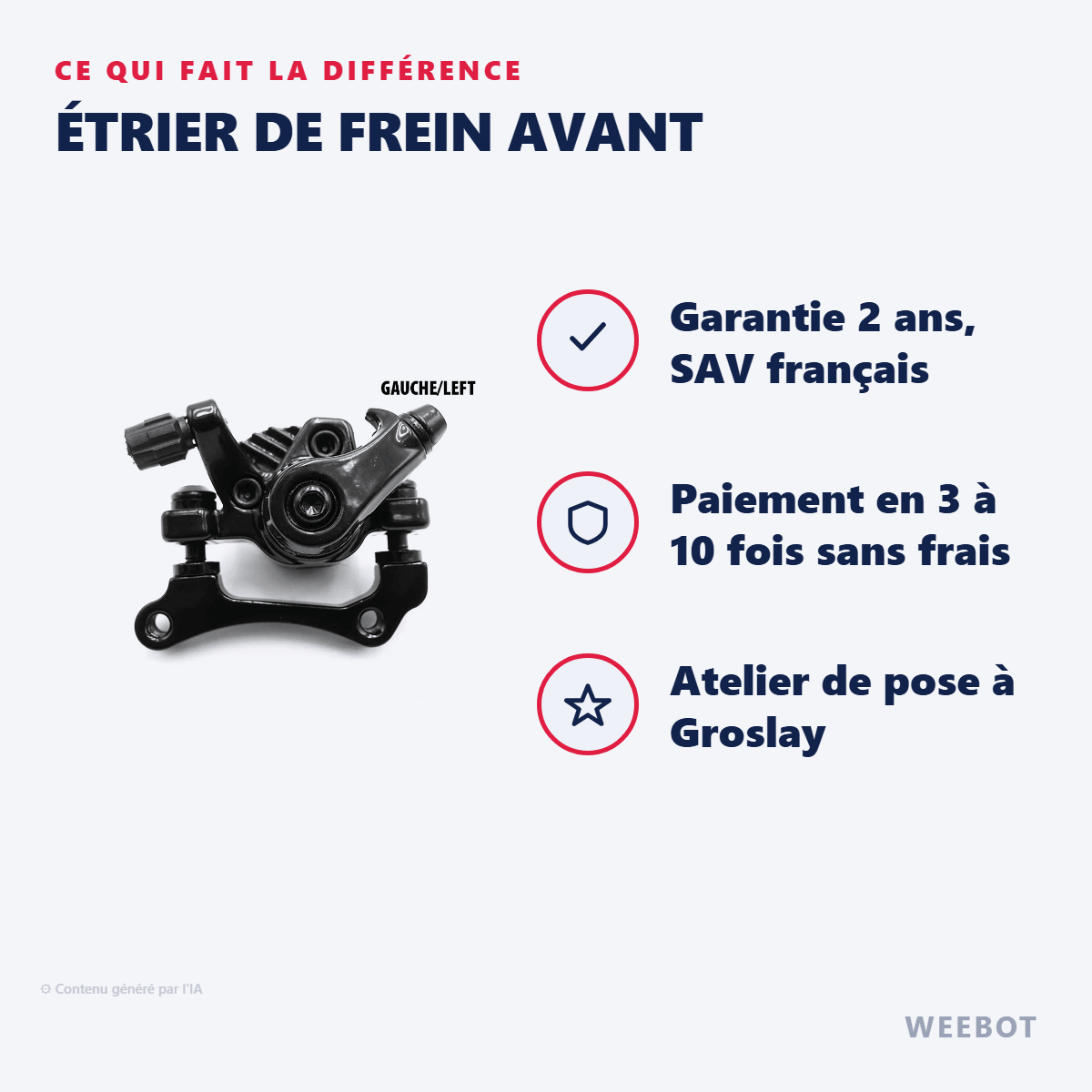 Étrier de Frein Avant pour Trottinette Électrique Kukirin G2 2024 - Weebot