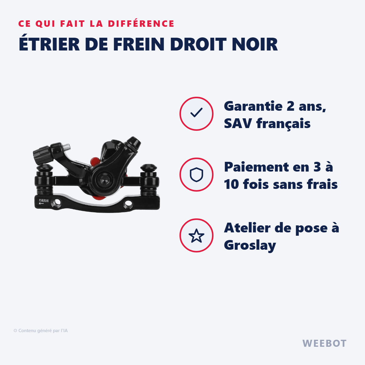 Étrier de Frein Droit Noir : les points forts
