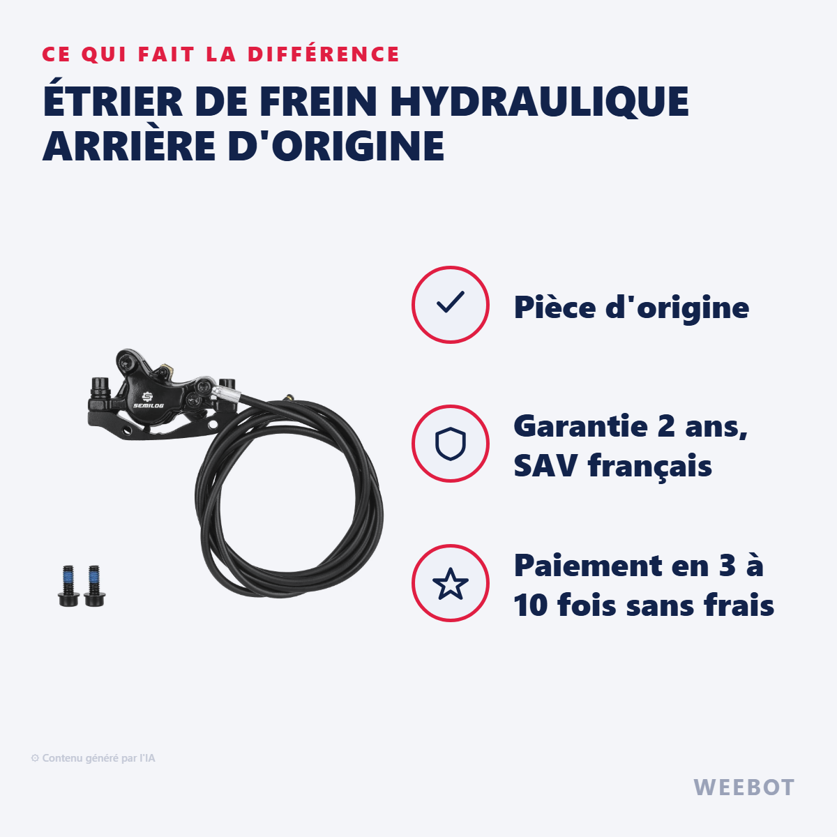 Étrier de Frein Hydraulique Arrière d'Origine : les points forts