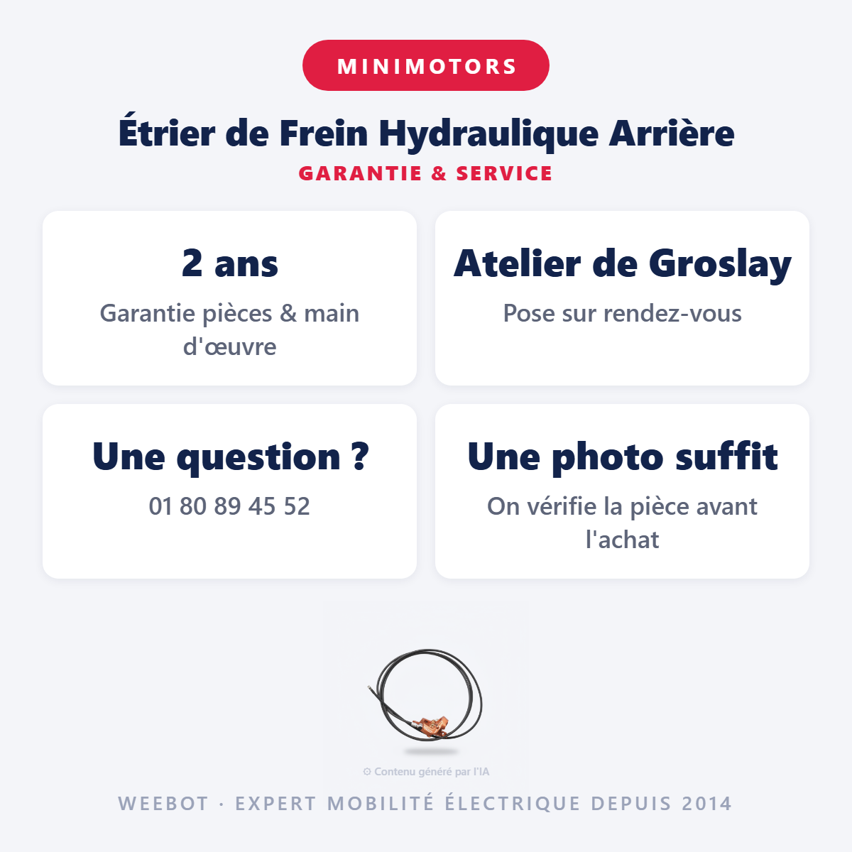 Étrier de Frein Hydraulique Arrière : garantie 2 ans et service après-vente