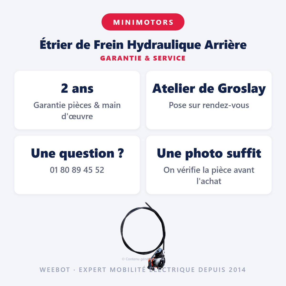 Étrier de Frein Hydraulique Arrière : garantie 2 ans et service après-vente