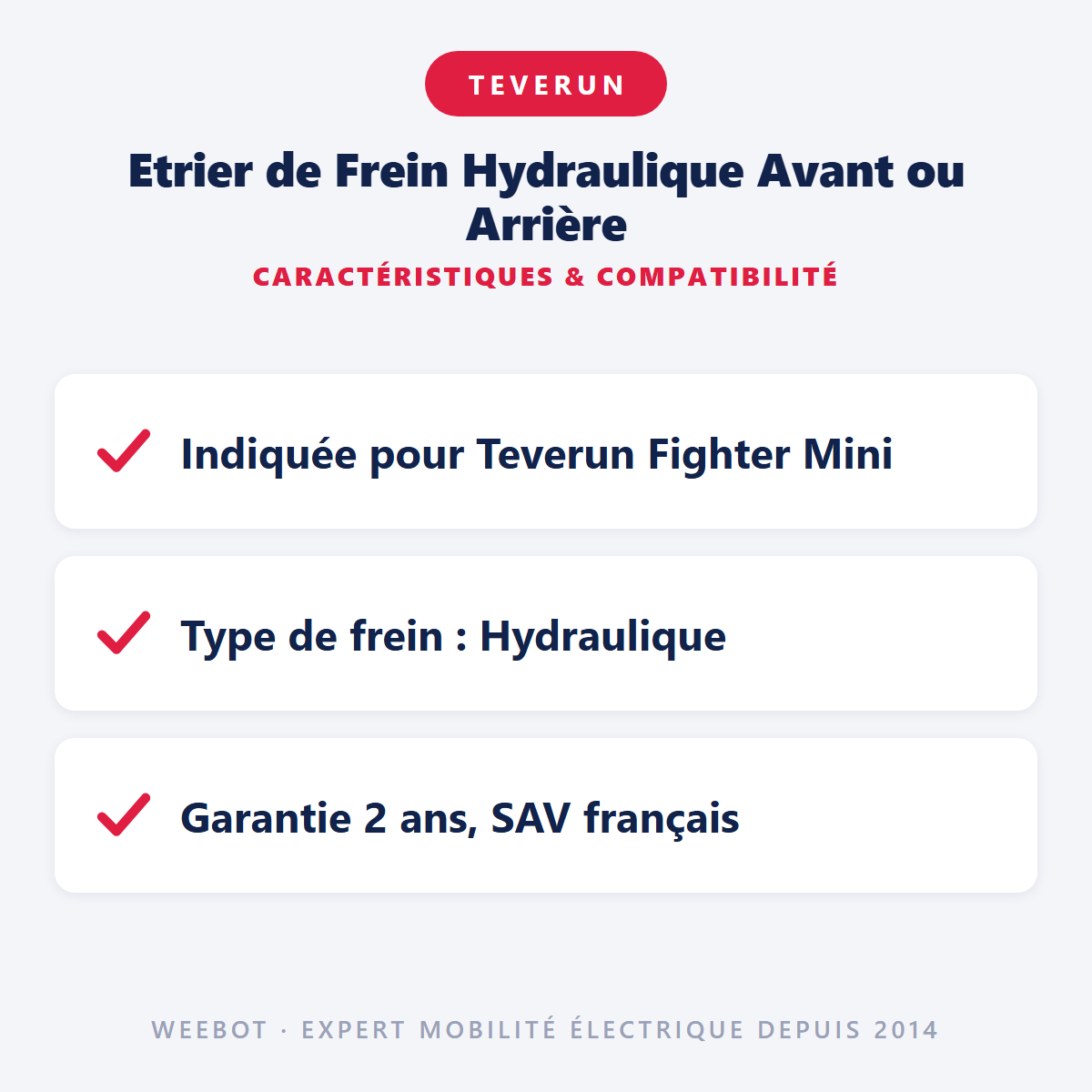 Etrier de Frein Hydraulique Avant ou Arrière pour Trottinette Electrique Fighter Mini - Teverun - Weebot