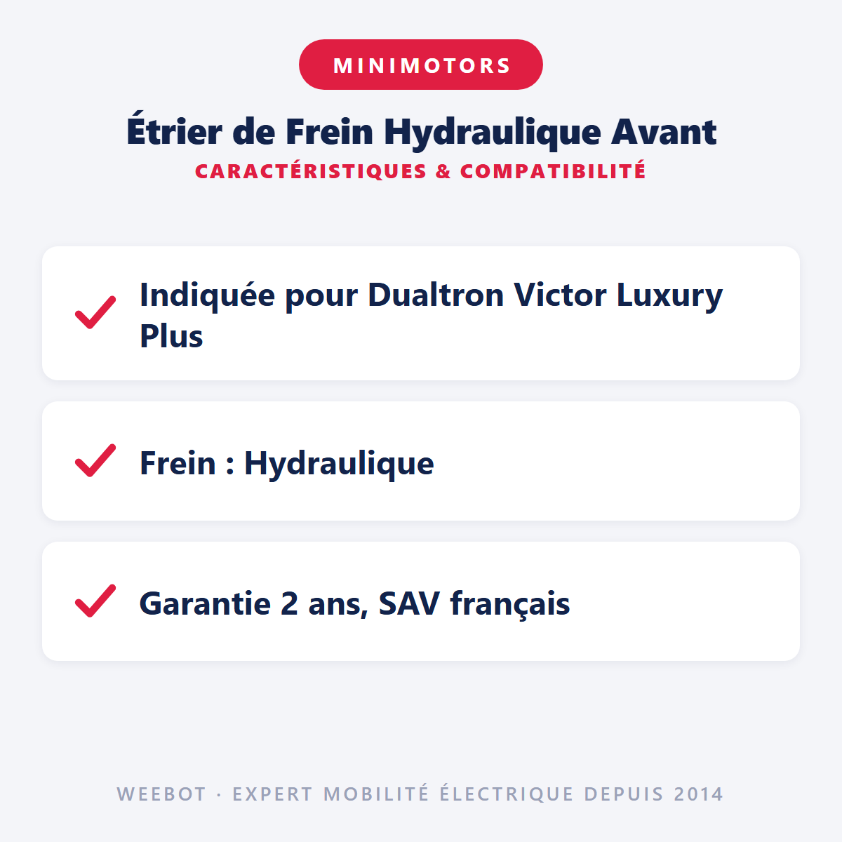 Étrier de Frein Hydraulique Avant : caractéristiques et compatibilité