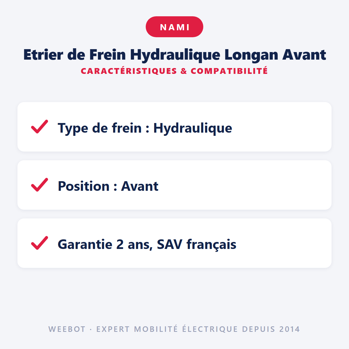 Etrier de Frein Hydraulique Longan Avant : caractéristiques et compatibilité