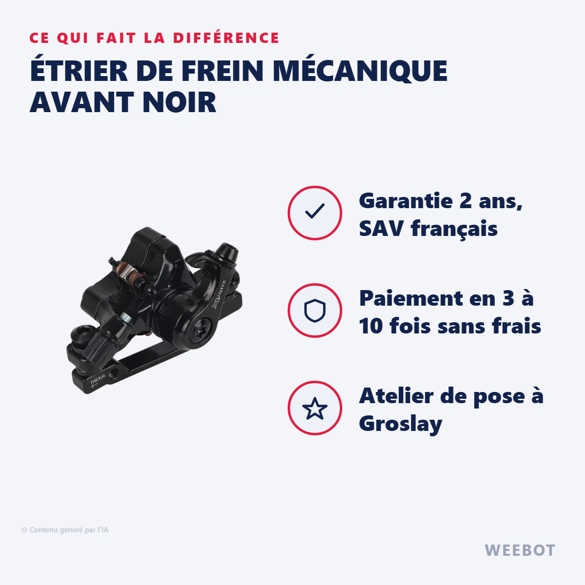 Étrier de Frein Mécanique Avant Noir : les points forts