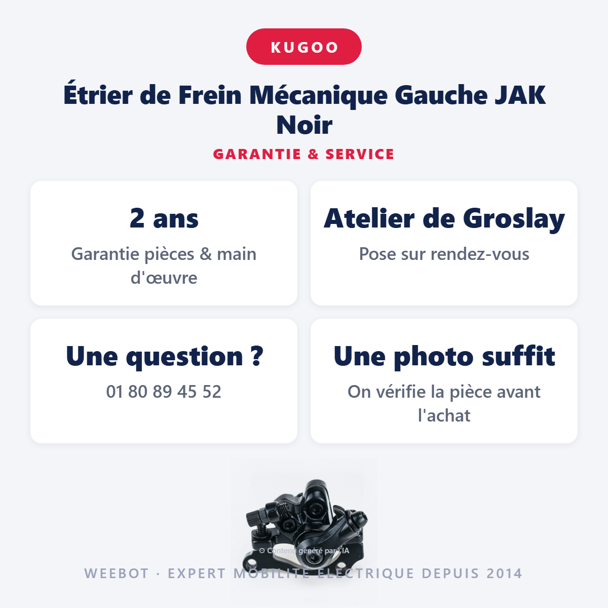 Étrier de Frein Mécanique Gauche JAK Noir : garantie 2 ans et service après-vente