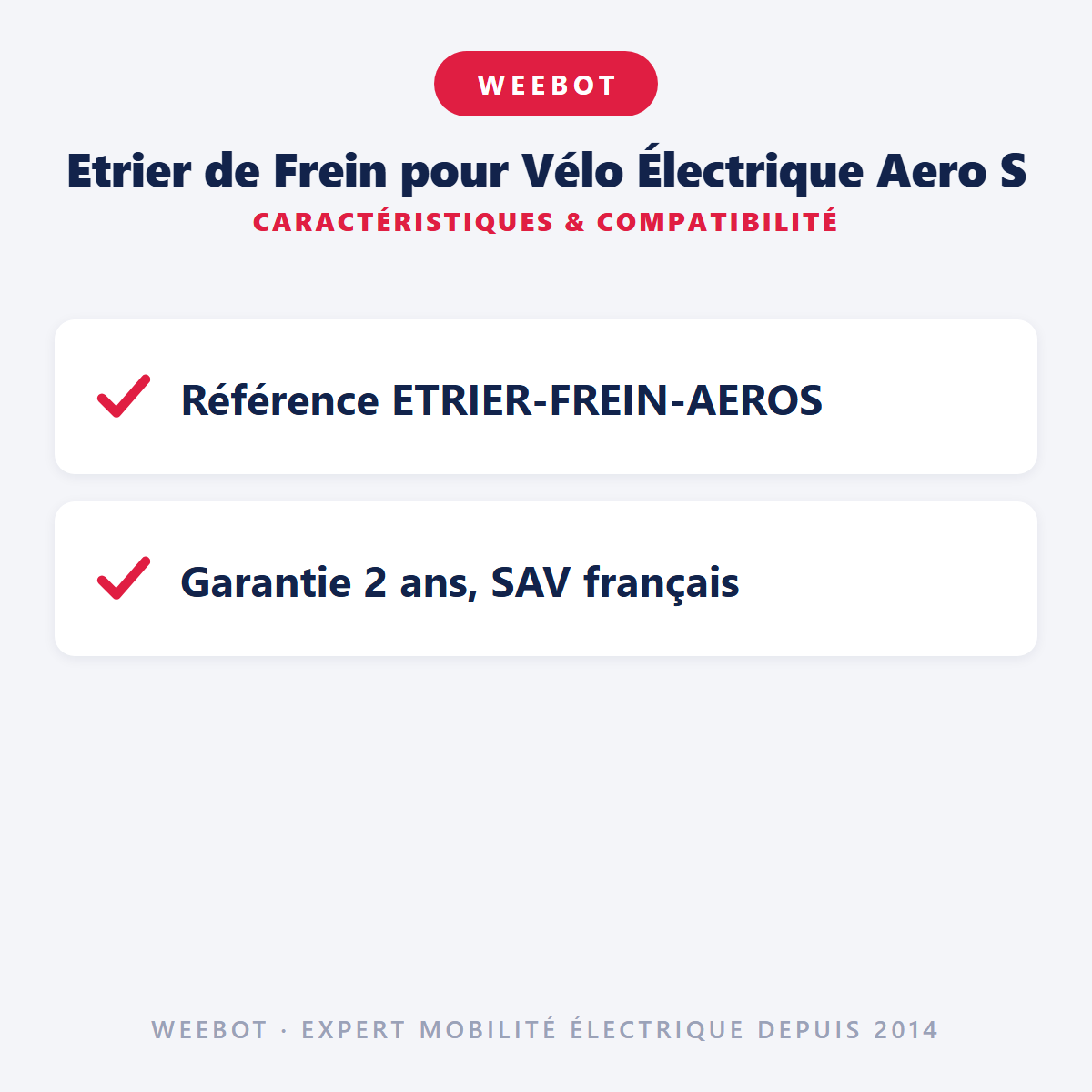 Etrier de Frein pour Vélo Électrique Aero S : caractéristiques et compatibilité