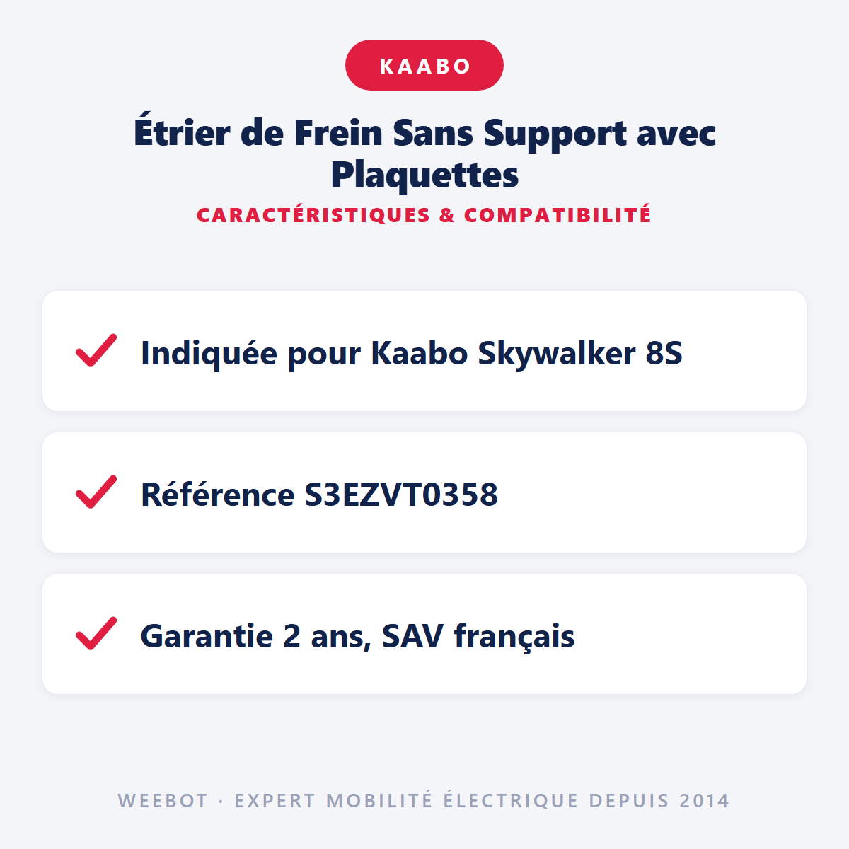 Étrier de Frein Sans Support avec Plaquettes : caractéristiques et compatibilité