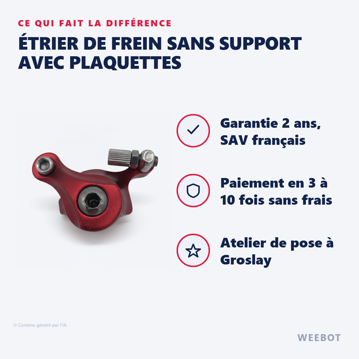 Étrier de Frein Sans Support avec Plaquettes : les points forts