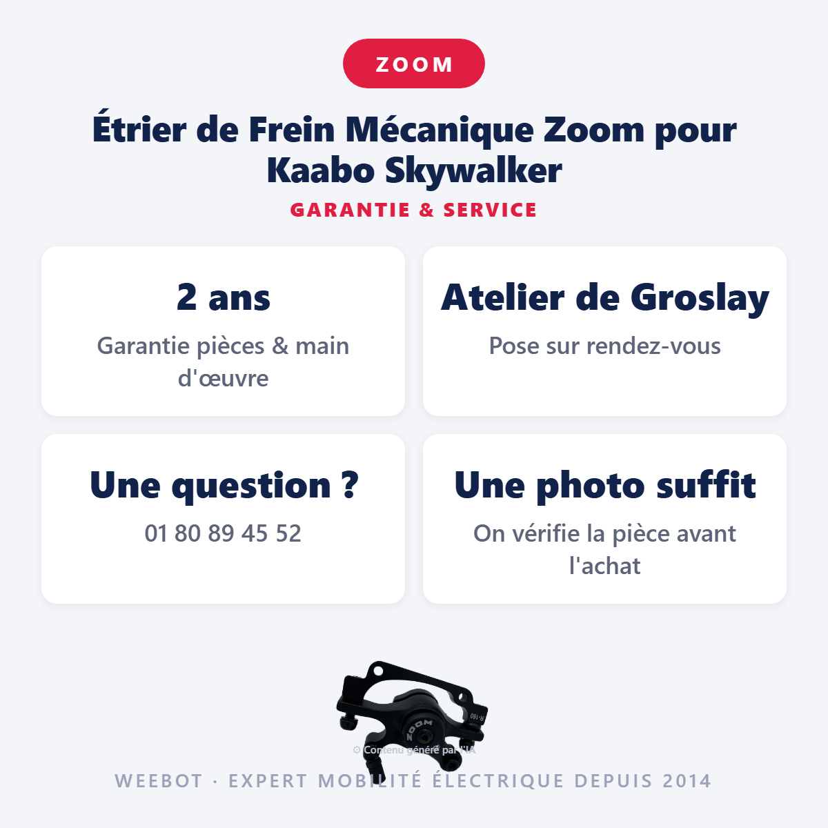 Étrier de Frein Mécanique Zoom pour Kaabo Skywalker : garantie 2 ans et service après-vente