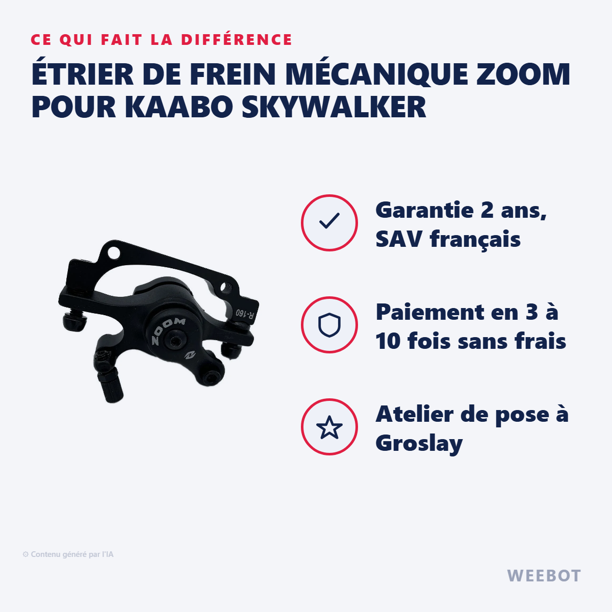 Étrier de Frein Mécanique Zoom pour Kaabo Skywalker : les points forts