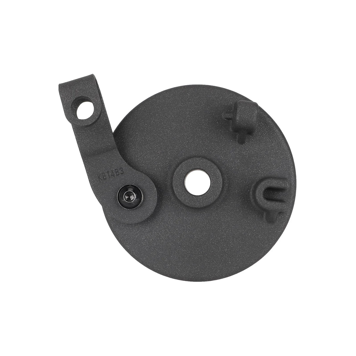 Couvercle de frein tambour noir en métal vu de face