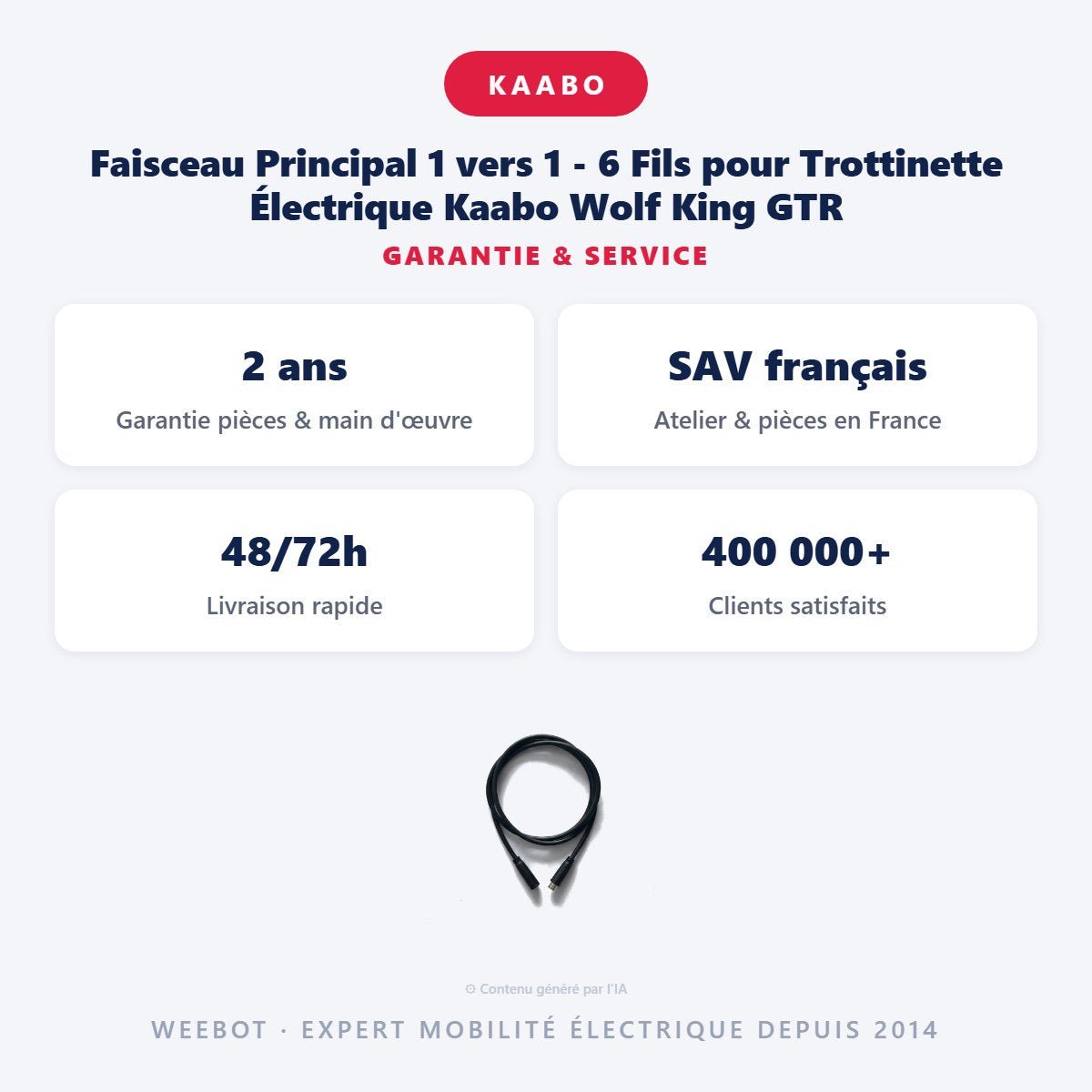 Faisceau Principal 1 vers 1 - 6 Fils pour Trottinette Électrique Kaabo Wolf King GTR - Weebot