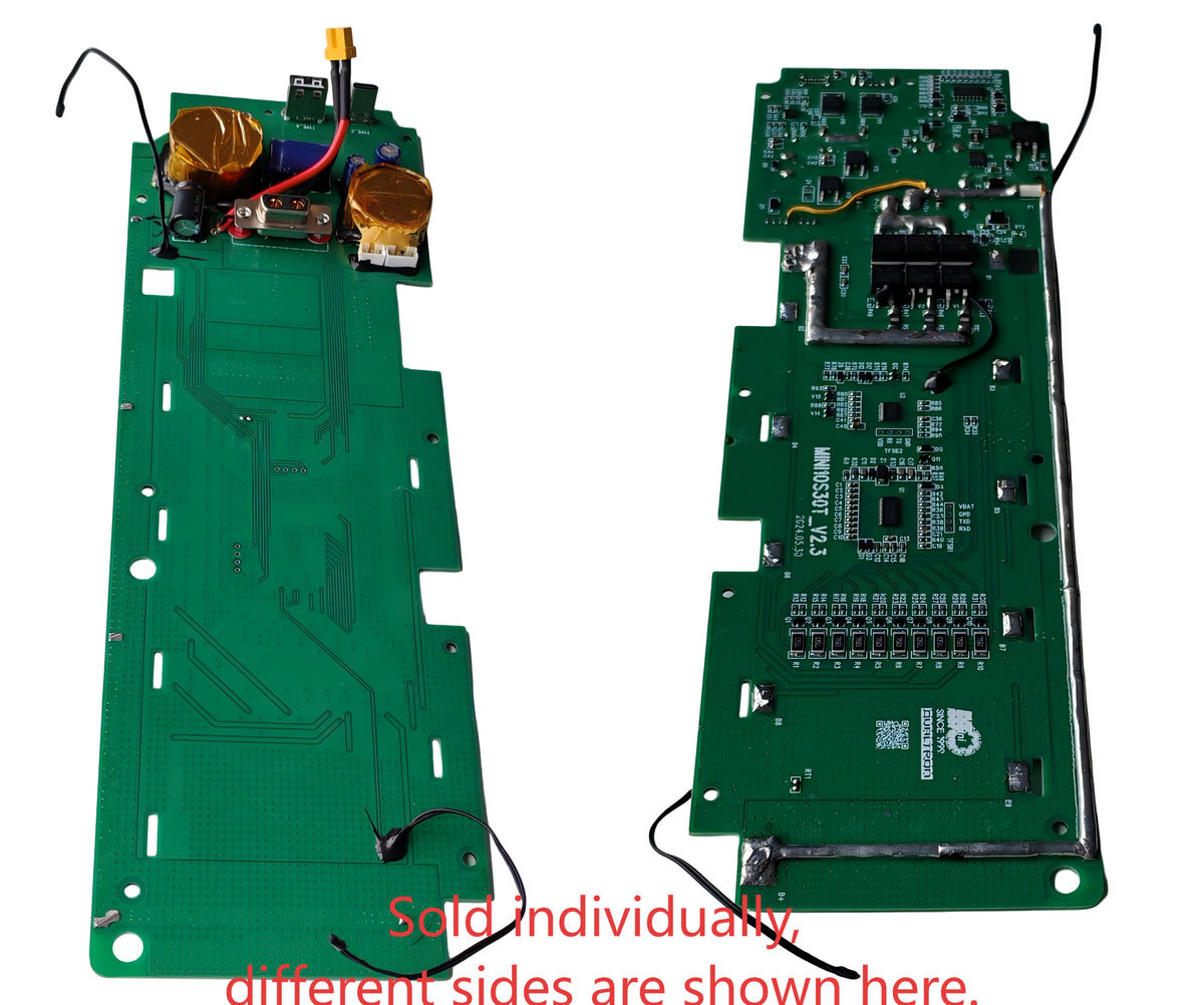 Carte électronique BMS verte pour batterie de trottinette électrique Dualtron Sonic N présentée de face et de dos