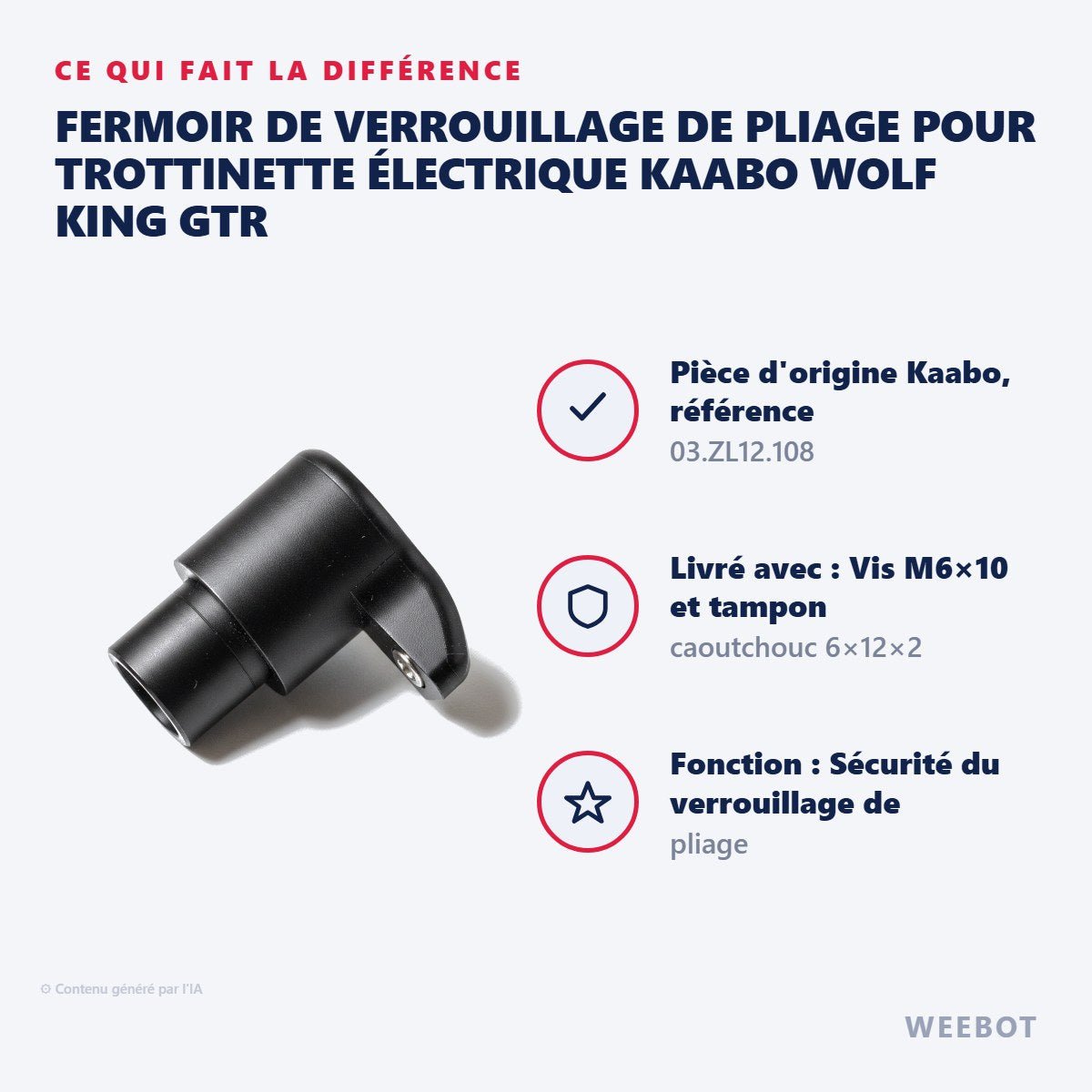 Fermoir de Verrouillage de Pliage pour Trottinette Électrique Kaabo Wolf King GTR - Weebot