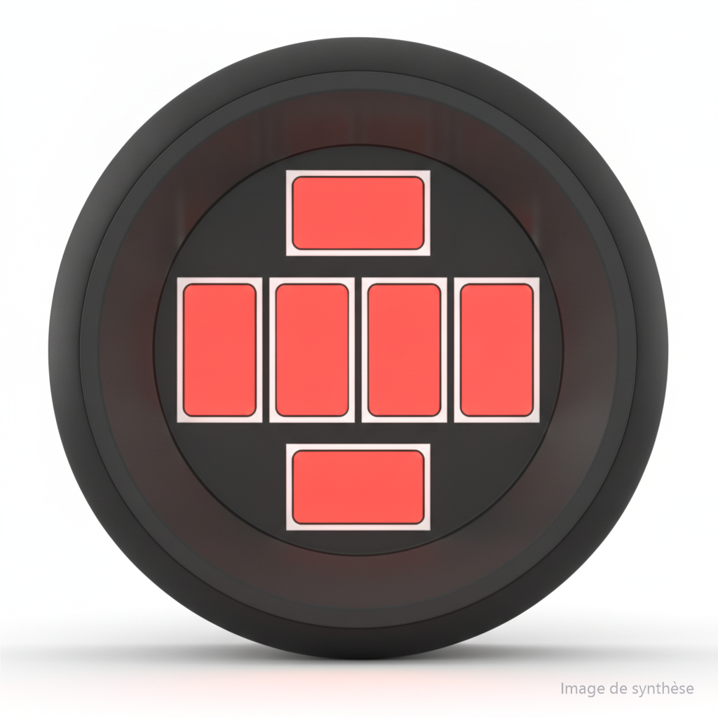 Feu arrière rond noir avec des LED rouges pour trottinette électrique Rovoron R7