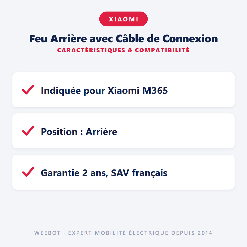 Feu Arrière Câble Xiaomi M365 - Pas Cher