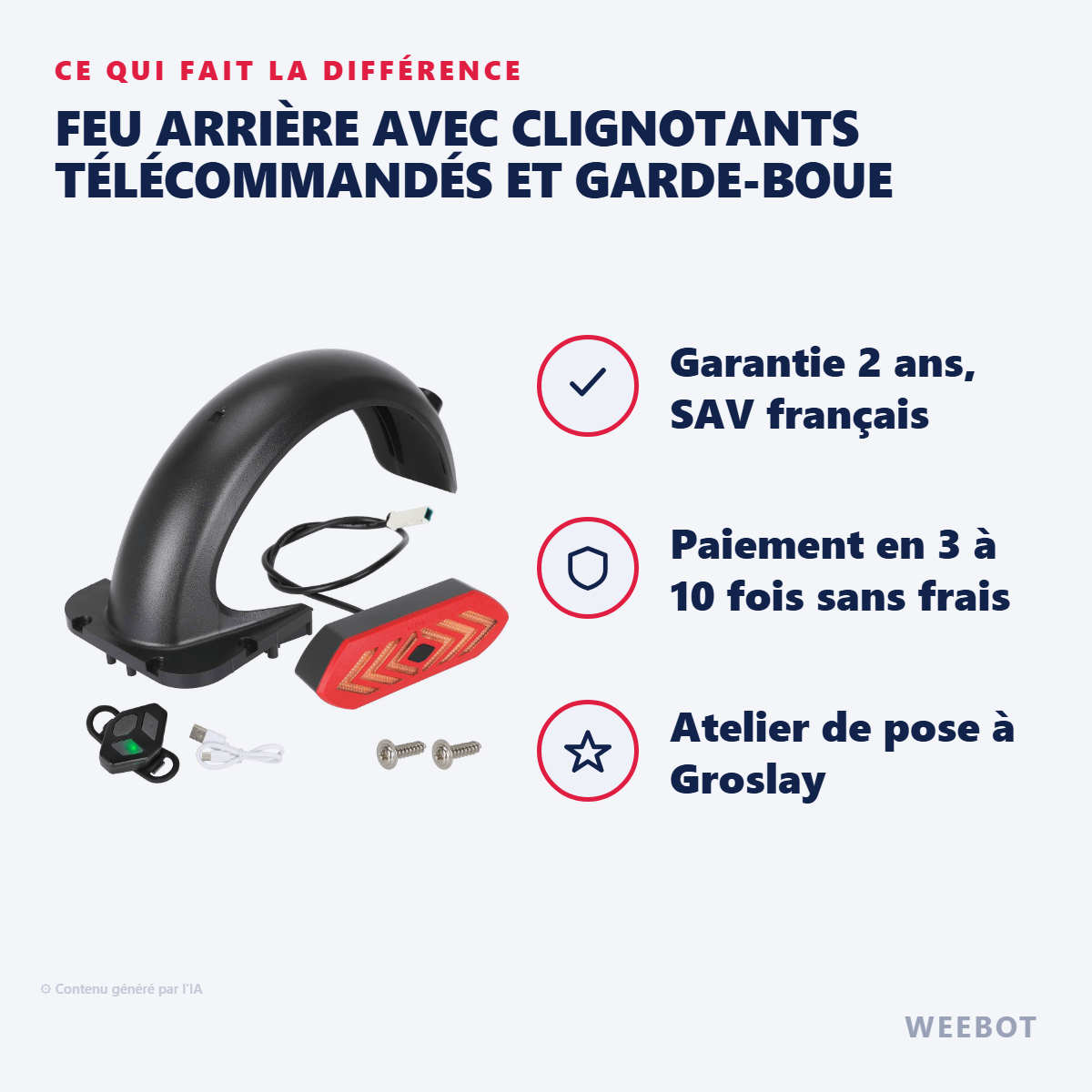 Feu Arrière avec Clignotants Télécommandés et Garde-Boue : les points forts